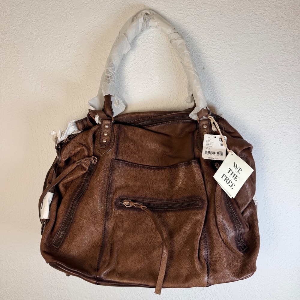 NEW Free People Emerson Tote Bag Espresso Cocoa Leather *Discontinued Color*